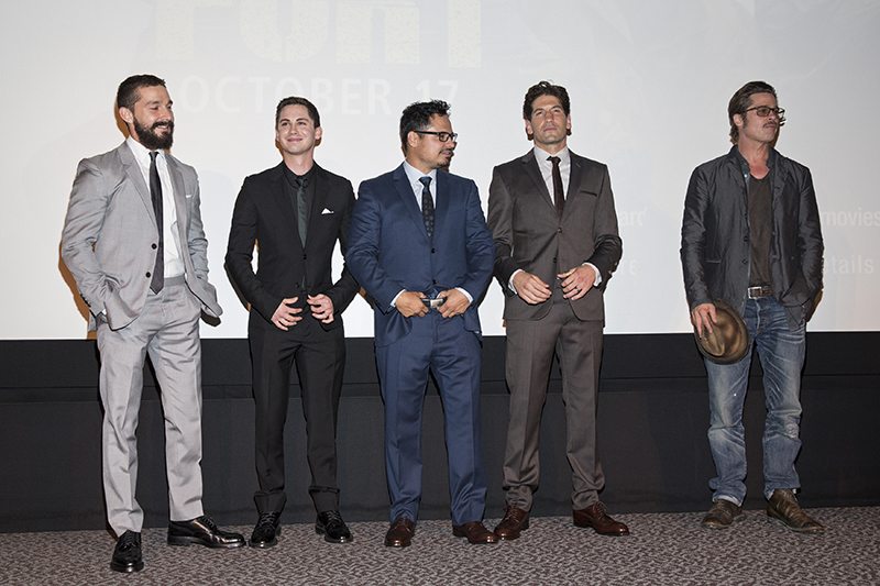 Cast members Shia LaBeouf, Logan Lerman, Michael Pena, Jon Bernthal and Brad Pitt attend a special screening for "Fury" in New York