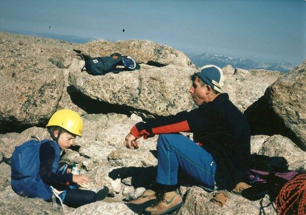 Caldwell and his father. "This picture was taken on my 8th birthday when you first took me up the north face of Long's Peak." Image: Tommy Caldwell/Facebook