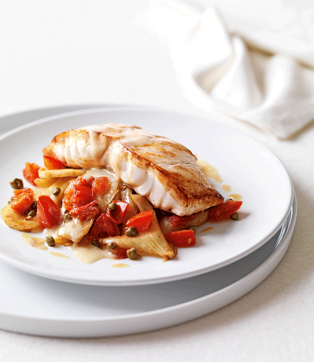 Blue-Eye Cod with Fennel, Tomato & Capers