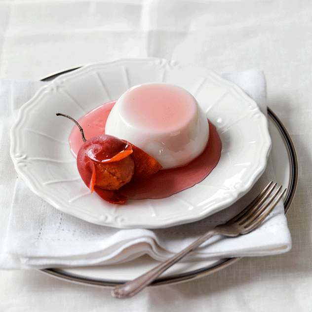 Coconut Panna Cotta with Poached Tamarillos