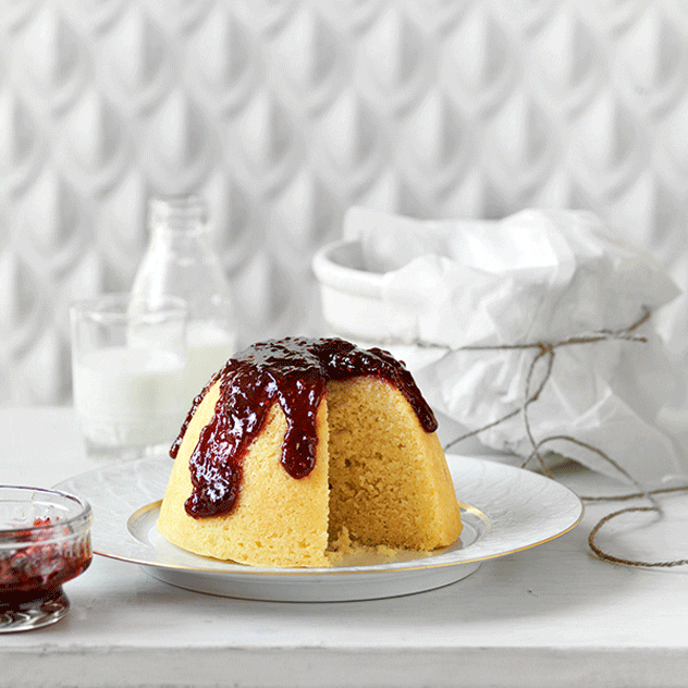 Raspberry Jam & Vanilla Steamed Pudding