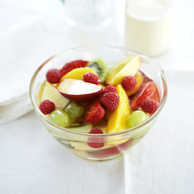 Summer Fruit Salad with Frangelico & Lime Syrup