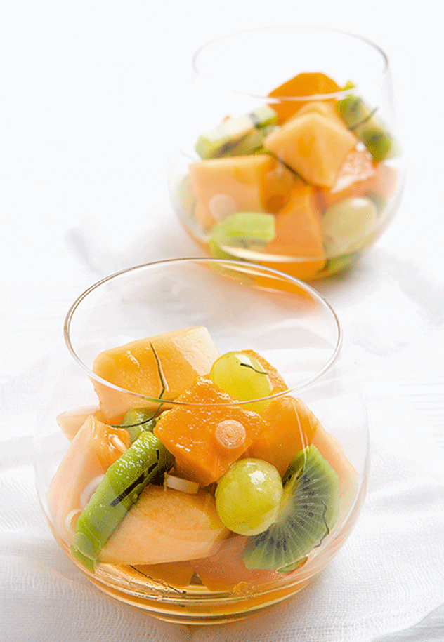 Fruit Salad with Lemongrass Maple Dressing