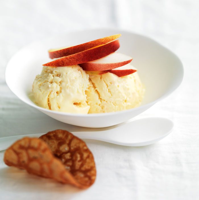 Coconut Ice-Cream with Ginger Snaps  and Nectarines