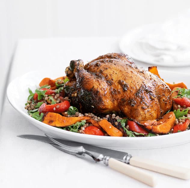 Spicy Roasted Chicken with Roast Pumpkin Salad