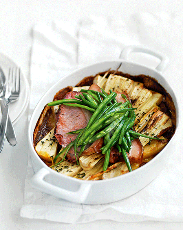 Gammon with Creamy Thyme Parsnips