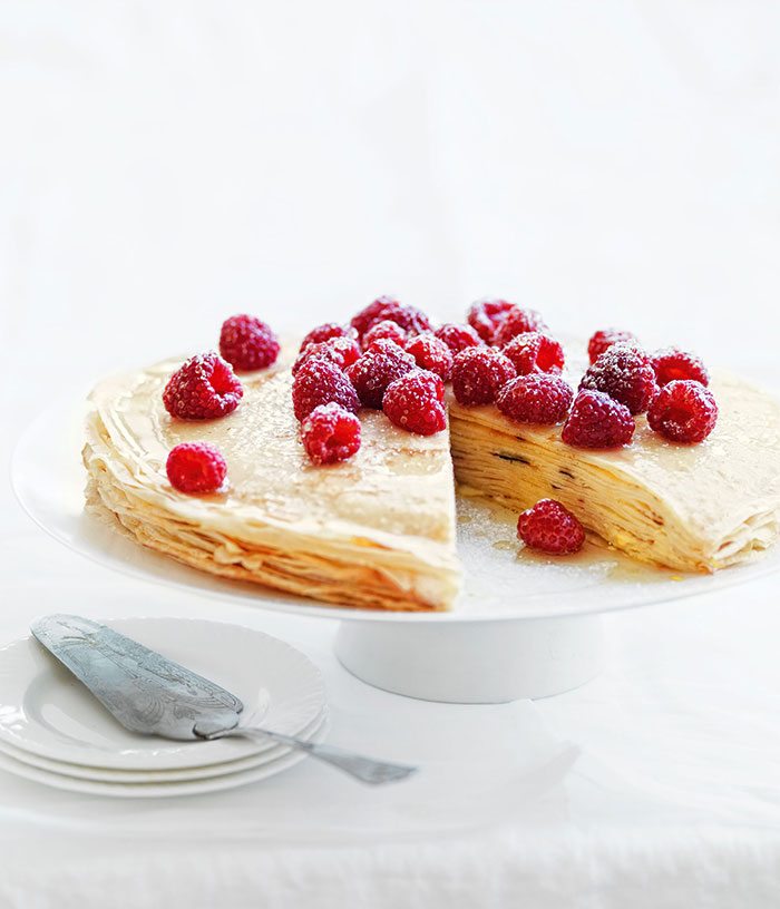 Crepe Stack with Orange Curd and Fresh Raspberries | MiNDFOOD