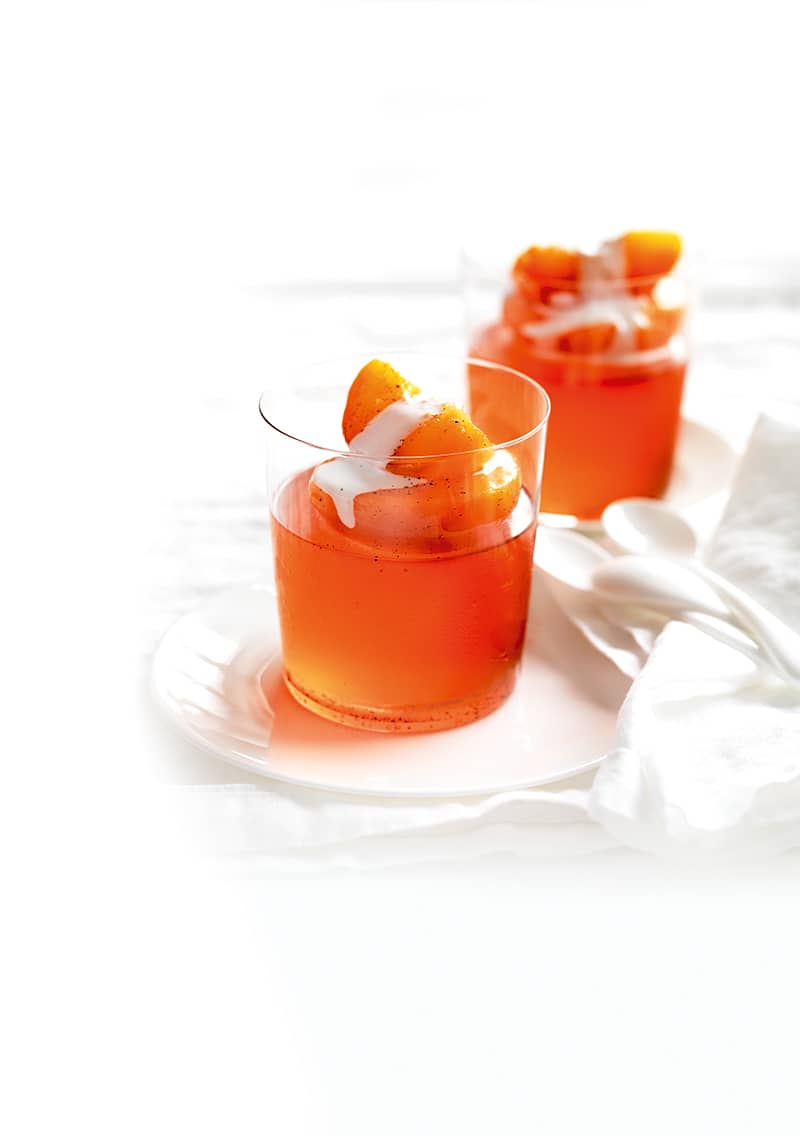 Nectarine and Prosecco Jelly with Poached Nectarines