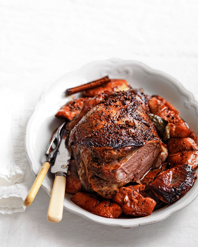 Slow-Roasted Leg of Lamb with Roasted Quince