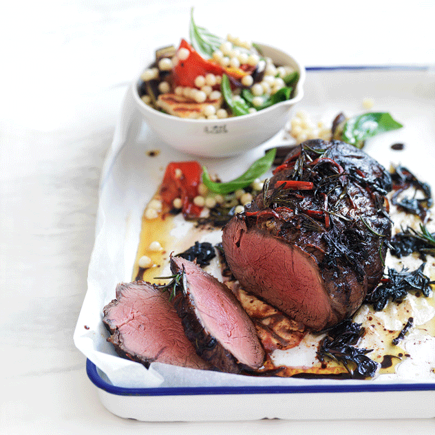 Rare Roast Beef with Couscous Salad