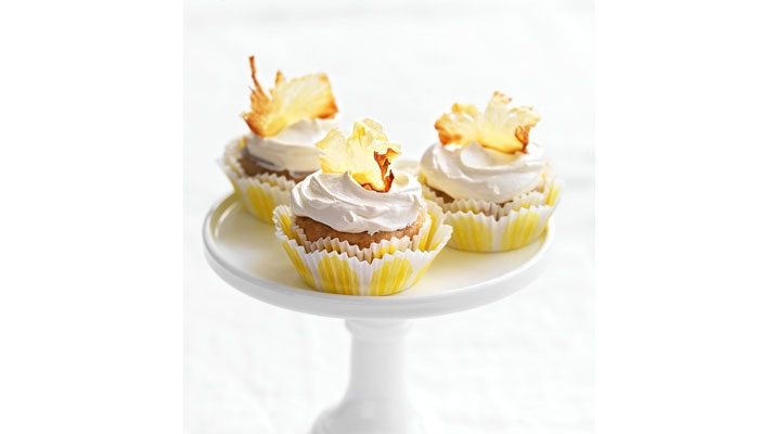 Hummingbird Cupcakes with Toffee Pineapple Flowers