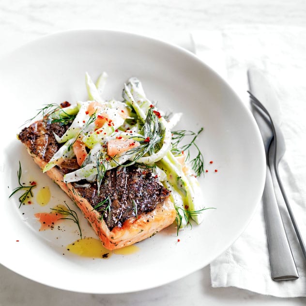 Salmon with Cucumber Salad & Pickled-Ginger