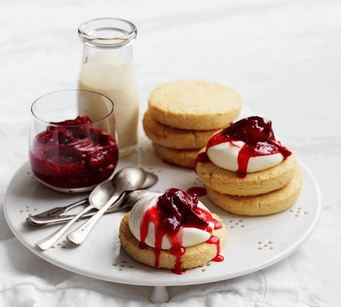 Rhubarb and Raspberry Shortcakes Recipe