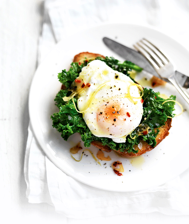 Kale & Poached Egg Bruschetta