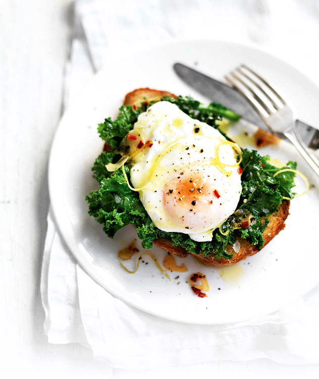 Kale and Poached Egg Bruschetta