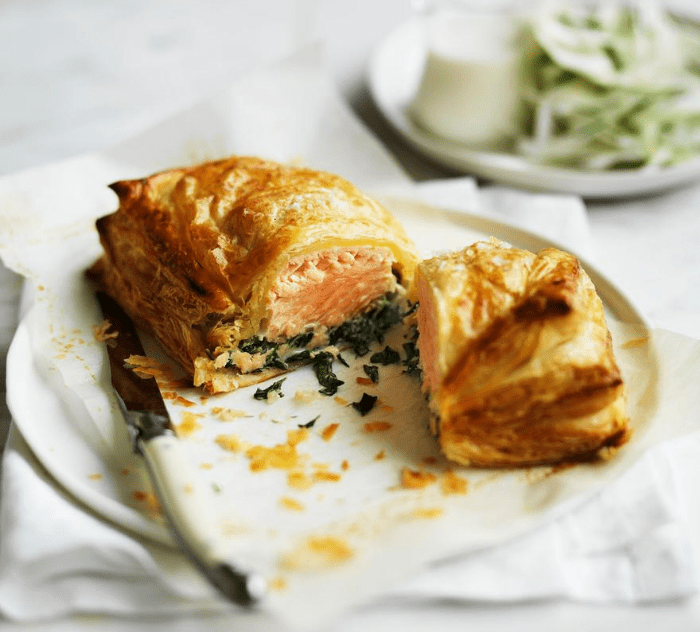 Baked Salmon En Croute with Fennel Salad