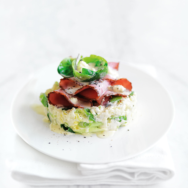 Corned Beef on Brussels Sprout Colcannon