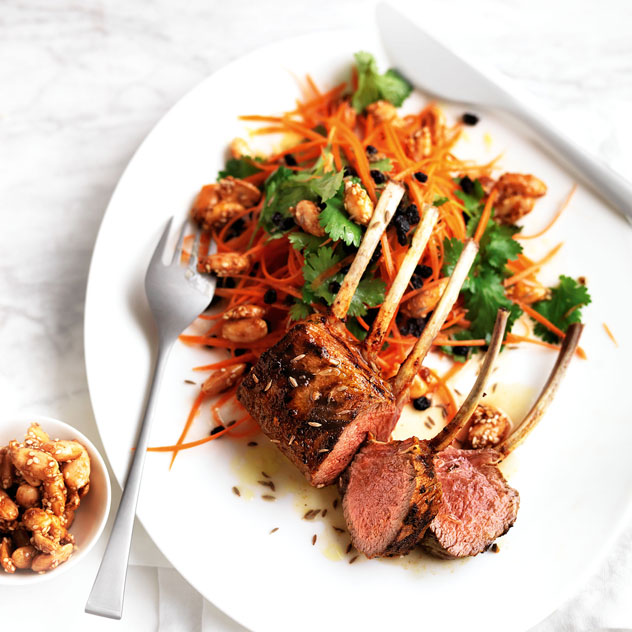 Moroccan Lamb with Carrot Salad & Honey Almonds