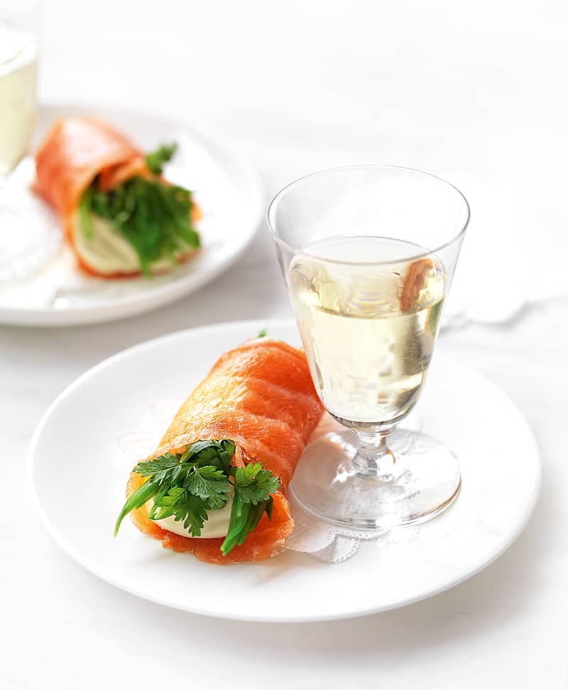 Snow Pea and Smoked Salmon Roll-Ups