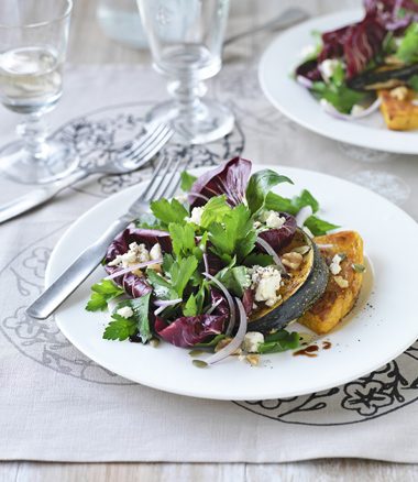 Polenta & Pumpkin Wedges with Walnut & Feta Salad