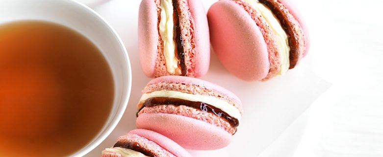 Pink Macarons With Strawberry Jam & Buttercream