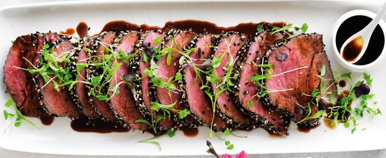 Sesame-Crusted Beef with Ponzu Dressing