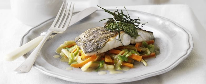 Pan-Fried Cod Fillets with Rocket Pesto