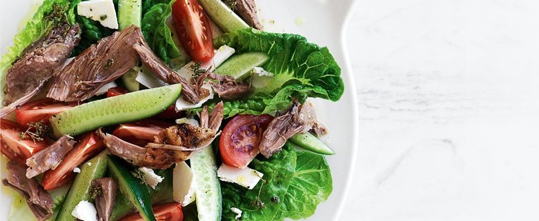Greek-Flavoured Shoulder  of Lamb with Greek Salad