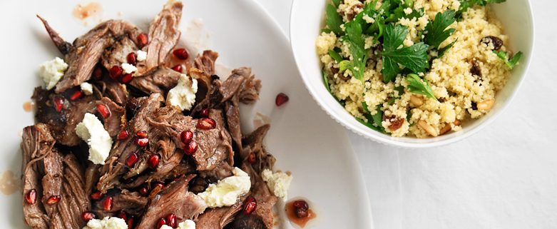 Slow-cooked Lamb with Pomegranate & Cous Cous