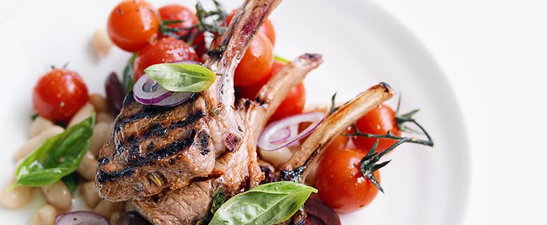 Lamb Cutlets with White Bean and Tomato Salad