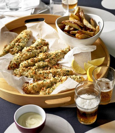 Nut-crusted Fish & Chips with Aioli