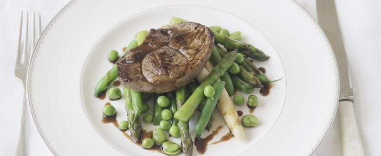 Balsamic Lamb Steaks with Spring Vegetables