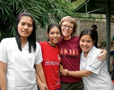 Medical student Emma Ellis with members of The Karen Women's Organisation - the KWO relies on international support to improve the social welfare of refugees.
