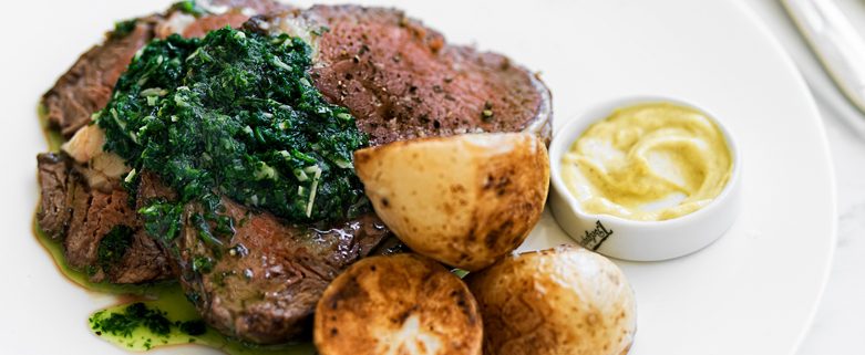 Whole Scotch Fillet with Salsa Verde and New Potatoes