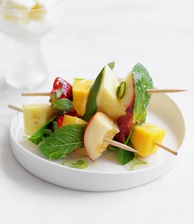 Fruit Kebabs with Fresh Mint