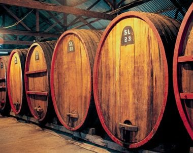 Large older barrels allow wine to slowly mature.