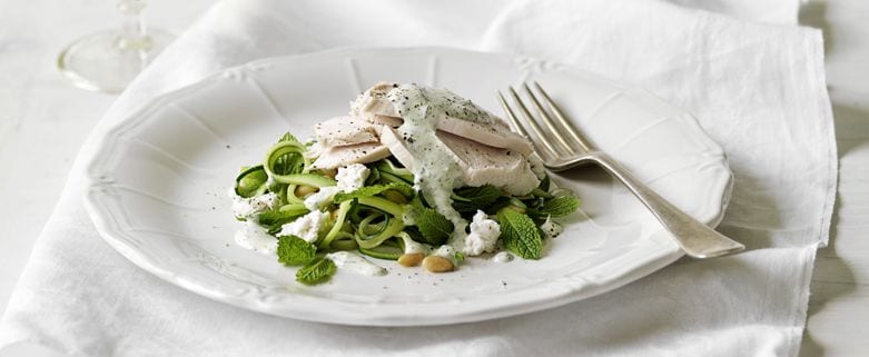 Chicken Breast Fillets with Zucchini, Goat’s Cheese and Mint Salad
