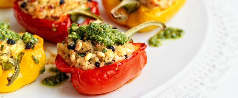 Roast Capsicums Filled with Risotto and Fresh Herbs