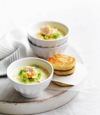 Smoked Fish and Cabbage Soup with Potato Scones