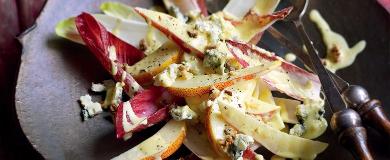 Pear and Chicory Salad  with Blue Cheese and Walnuts