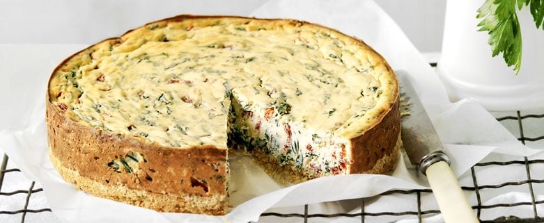 Spinach and Chargrilled Red Capsicum Cheesecake