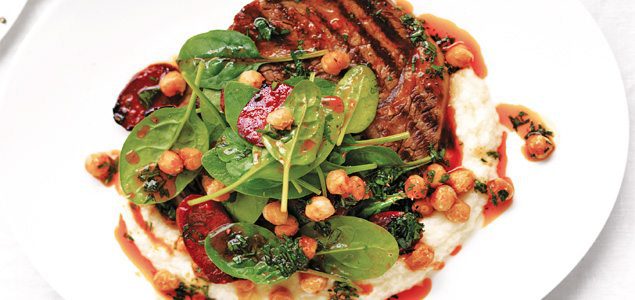 Fillet Steak with Cauliflower Puree and Salad