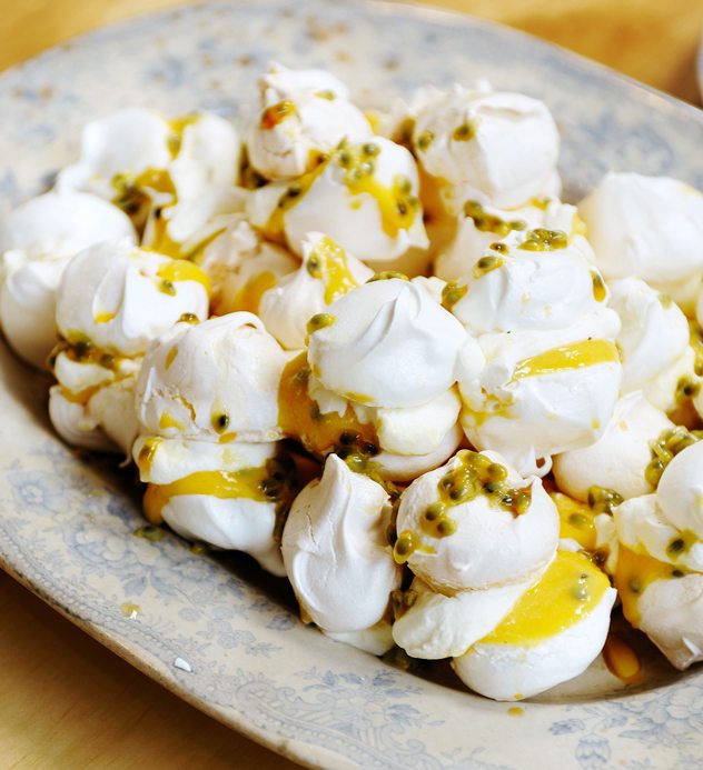 Meringues with Passionfruit Curd and Cream
