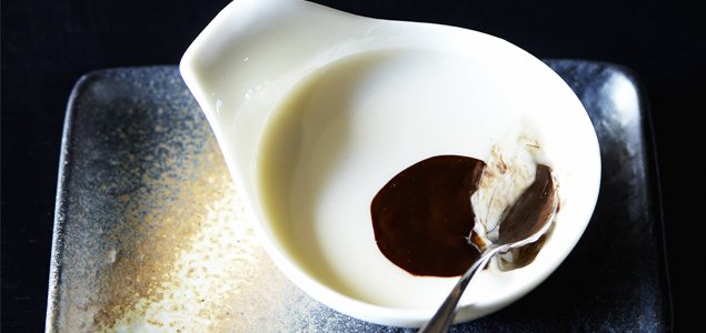 The Black Egg; Coconut Cream Curd with Macadamia Oil Ristretto Sauce