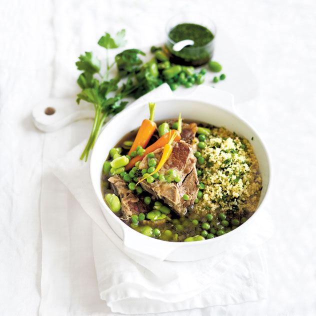 Spring Lamb Stew with Fresh Mint Sauce & Buttered Parsley Couscous