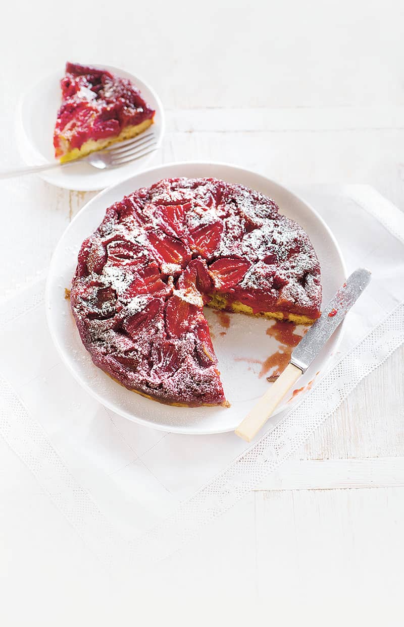 Strawberry Upside-Down Cake with Strawberry Ice-Cream