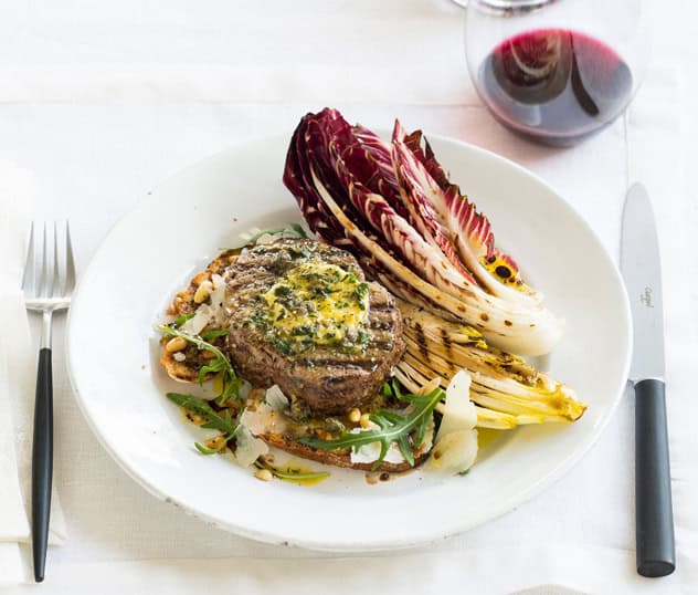 Chargrilled Beef Fillets with Horseradish, Tarragon and Caper Butter