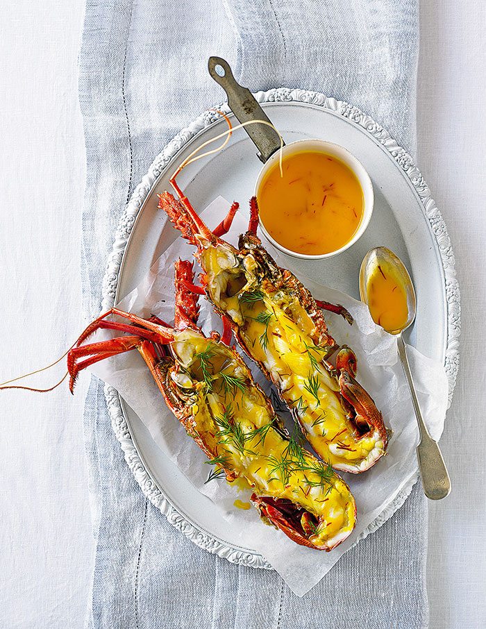 Roasted Lobster with Saffron Dill Butter