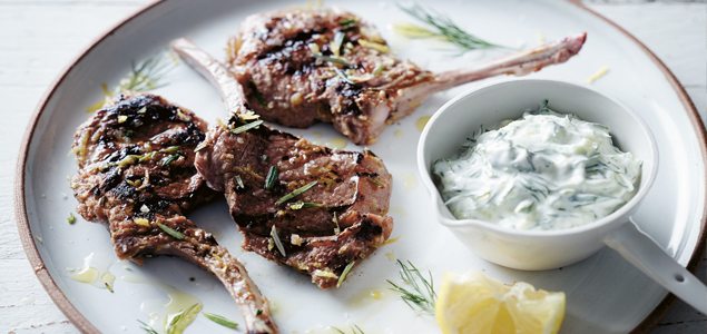 Barbecued Lamb Cutlets with Tzatziki