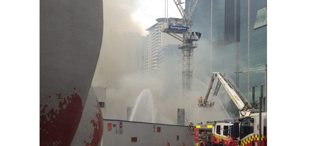 Lage blaze erupts at Sydney’s Barangaroo site